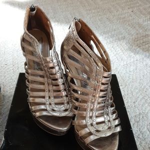 BOUTIQUE 9 "Grayson" gold gladiator heels